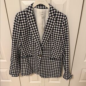 J. Crew Women's Navy and White Plaid Blazer